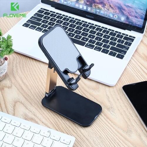 FLOVEME Portable Desktop Mobile Phone Holder for iPhone 12 11 Xiaomi Carbon Fiber Grain Aluminum Alloy Telescopic Phone Bracket