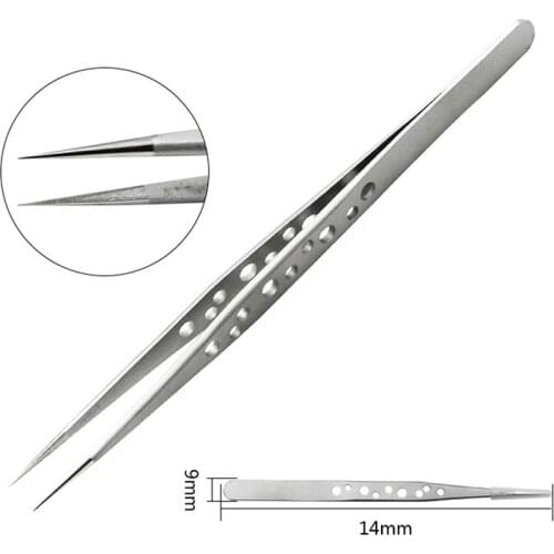1PC ESD Industrial Tweezers Anti-static Anti-Magnetic Stainless Steel Tweezers For Electronics Soldering Maintenance Tool
