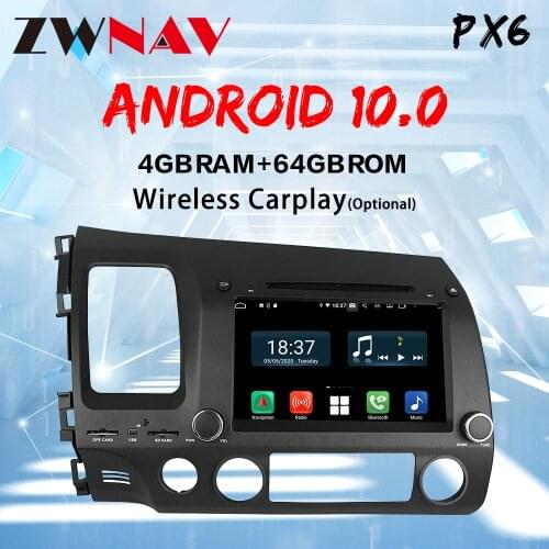 PX6 4G+64G Android 10.0 DSP Car Radio Multimedia Video Player For Honda Civic 8 2005-2011 Navigation GPS No 2din 2 din dvd