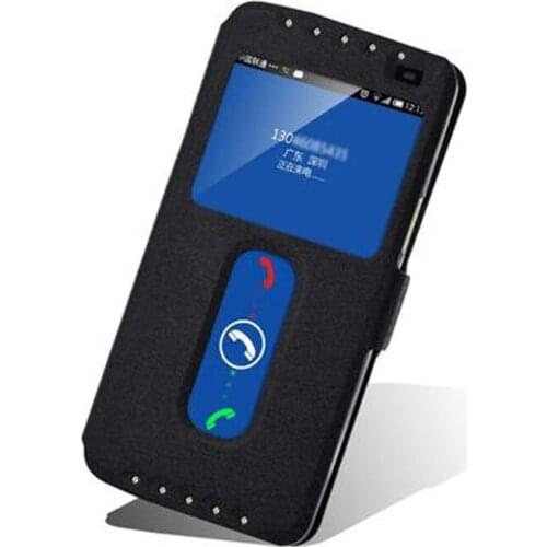 Luxury PU leather case For ZTE AXON mini B2015 Case cover shell phone case AXONmini B2015 cover Open window flip case back cover