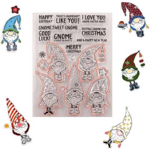 Christmas Stamp Clear Acrylic Craft Stamp Happy Birthday Christmas New Year Home Cute Funny Gnome DIY Craft Christmas Decoration