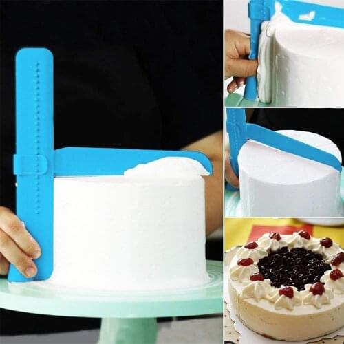 Pink and Blue Cake cutting dies Scraper Smoother Adjustable Plastic Fondant Cake Polisher Edge Smoothing Tool for DIY Cake