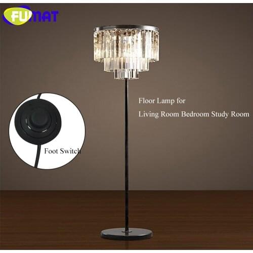 FUMAT Floor Lamp K9 Crystal Modern Floor Lights Lustre Foot Switch Lamp for Living Room Bedroom Study led light Height 63 inch