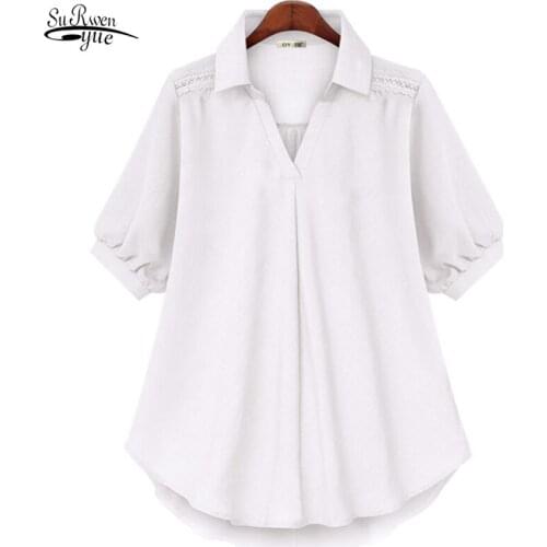 2021 Summer Two-color Fabric Womens Shirt Explosion Models Large Size Loose Thin Short-sleeved Ladies Blouse Blusas Mujer 15432