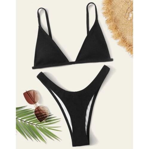 Bikini New Solid Swimwear Women Push Up Swimsuit 2021 High Waist Summer Bikini Set Beach Wear Biquini Swimsuit Female Купальник