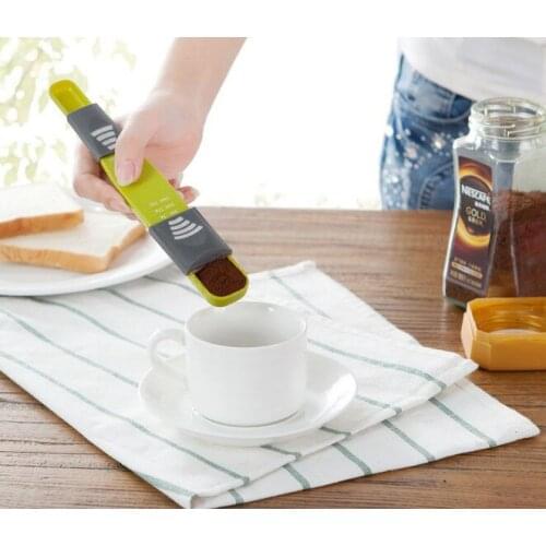 1PC Easy Cooking Kitchen Adjustable Quantitative Spoon Milk Spoon Eight Stalls With A Scale Measuring Spoons KW 011