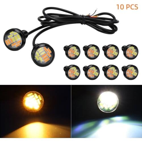 10pcs Car Tail Lights 3W LED Eagle Eye Light 23mm Bumper DRL Fog Light Motorcycle Light Daytime Running DRL Tail Backup Light