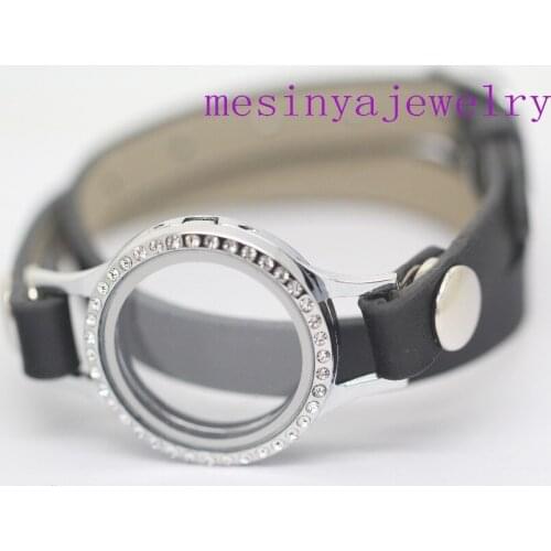 10pcs 30mm magnet czech crystal Floating charm memory living glass locket black bracelet ,charms not included