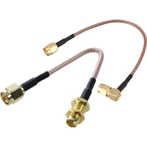 2 Pcs Adapter+Cable: 1 Pcs SMA Female to Male Coaxial Cable Antenna Adapter 11Cm & 1 Pcs 6 Inch SMA Male to SMA Right Angle Male