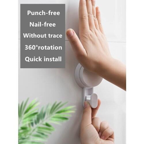 2Pcs Vacuum Sucker Hook 360° Rotation Removable Towel Rack Punch Free Bath Ball Hanger Hooks Kitchen Bathroom Adhesive Wall Hook