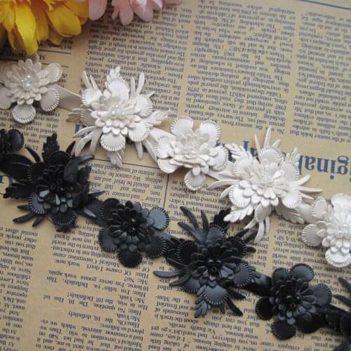 2 Yard / Lot DIY handmade clothes collar pearl beaded decoration lace trim dress flower leather lace collar clothes accessories