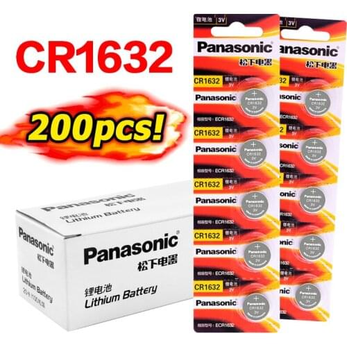 200pcs Panasonic original CR1632 brand new battery 3V Lithium Button Coin Cell for watch computer battery CR1632 DL1632 ECR1632