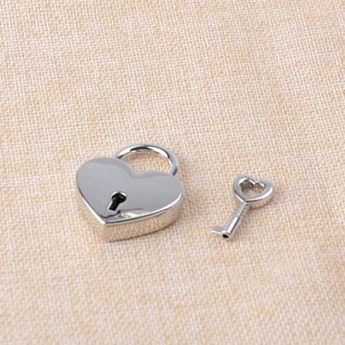39 x 30 mm Metal Heart lock & Key Silver Purse lock Nickel box lock 20sets/lot