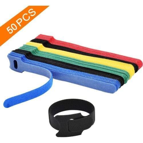 50 Pcs Needle/T-shaped Cable Ties Fastener Cable Nylon Power Cord Loop Tape Reusable Wire Organizer Cable Ties Power Cord Tie