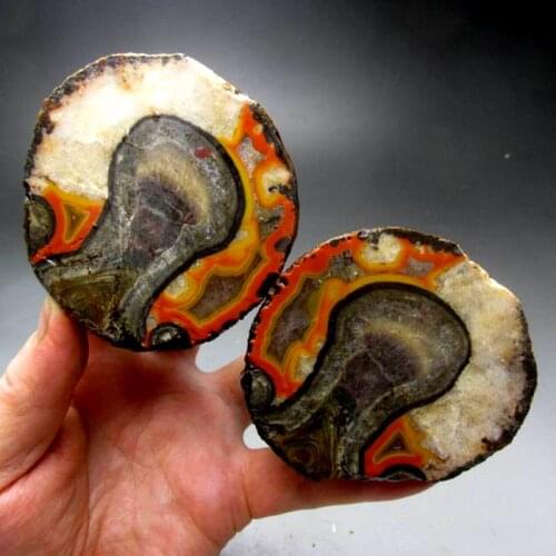 698g Pair of Unpolished Achat Agate Thunderegg Half Geode - crystals and stones healing Mineral specimen Home Decor L0133