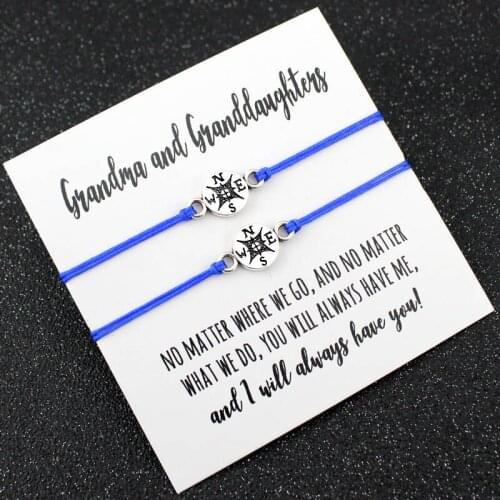 Grandma Granddaughters Aunt Niece Mother Daughters Love Friends Thanksgiving Gift Make a Wish Dream Compass Bracelets for Women