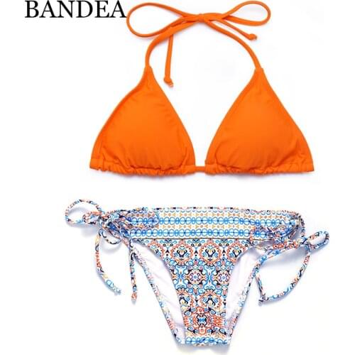 BANDEA Women Bikini 2019 Summer Brazilian Bikinis Women Swimwear Swimsuit solid Bikini Set Halter Top Beach Bathing Suits