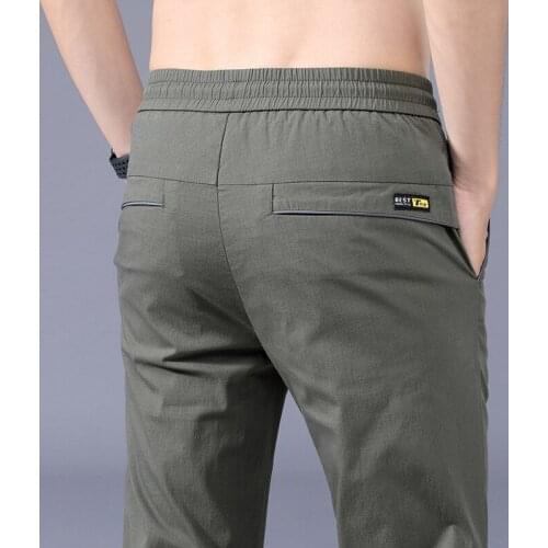 2021 New Mens Business Slim Casual Pants Fashion Classic Style Elasticity Trousers Male Brand Gray Navy Green Black