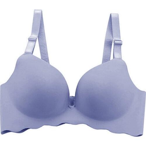 Women Sexy Lingerie Smooth Wavy Side Women Underwear 3/4 Cup One-Piece No Trace No Steel Ring Solid Color Gathered Bra