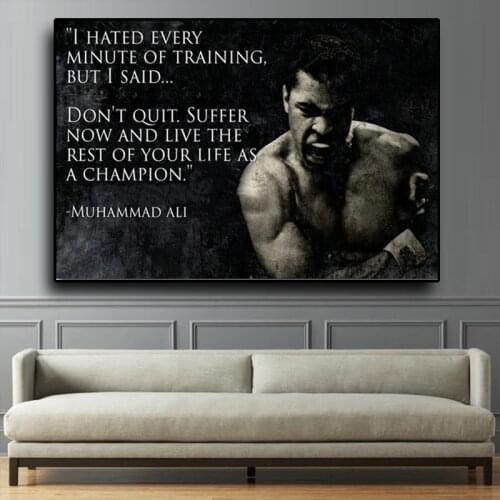 Muhammad Ali Portrait Canvas Painting Boxing Sport Black and White Posters and Prints Home Decoration Gym Living Room Pictures