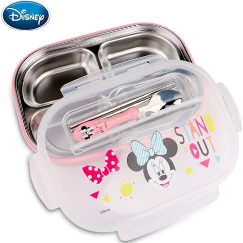Disney Childrens Plate Bowl Spoon Men and Women Stainless Steel Separate Dish Meal Tray Safe Cutlery Set