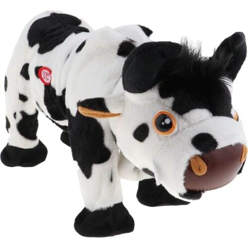 Electronic Plush Cow Walking Musical Animal Pet, Soft Stuffed Animal Toys, Realistic Walking Actions with Sound
