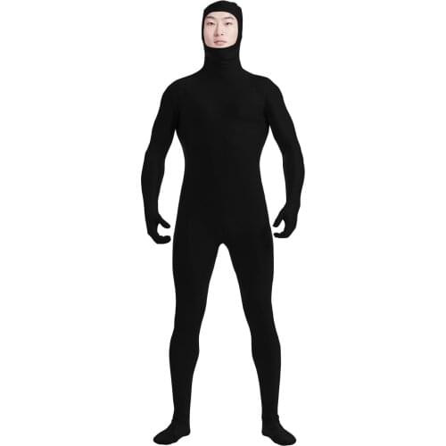 Ensnovo Mens Open Face Spandex Full Body Zentai Suit Costume
