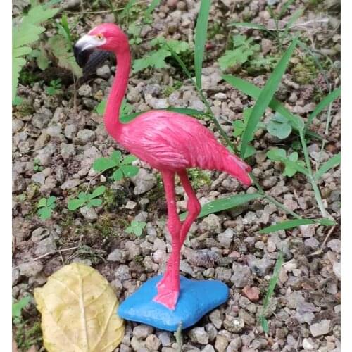 2 Pcs Garden Flamingo Bird Lawn Pond Figurine Ornaments Patio Statue Figure