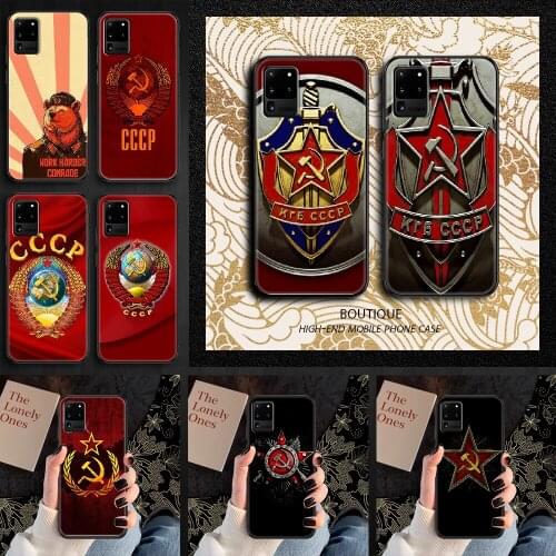 USSR Flag Soviet Union Phone case For Samsung Galaxy Note 4 8 9 10 20 S8 S9 S10 S10E S20 Plus UITRA Ultra black luxury back