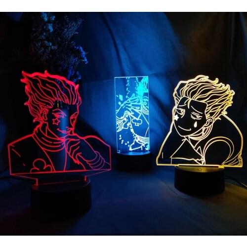 Hunter x Hunter Figure Hisoka 3D Illusion Lamp LED Table Anime Night Light Kids Room Bedside Decoration Holiday Lighting Gift