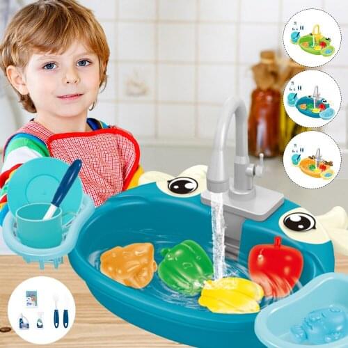 Simulation Dishwasher Toy Electric Dishwasher Pretend Play Toy with Automatic for Boy Girls Running Water Cycle System Gift