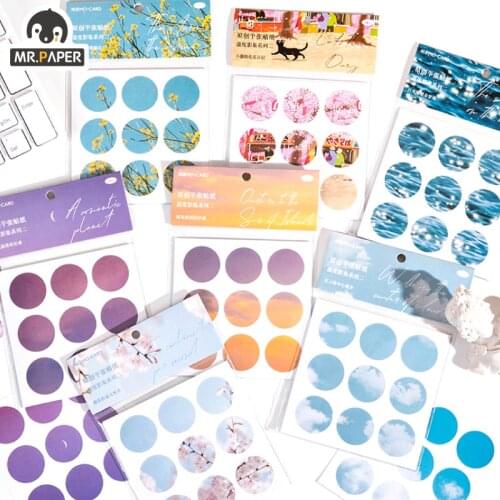 JIUMO 8Designs 9Pcs/bag Temperature Album Series Ins Style Creative Hand Account DIY Decor Collage Material Plain Sheet Stickers
