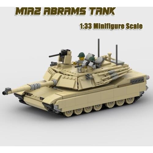 MOC Building Blocks US M1A2 Abrams Main Battle Tank Military Building Blocks WW2 Bricks Army Soldier Figures Toys For Kids