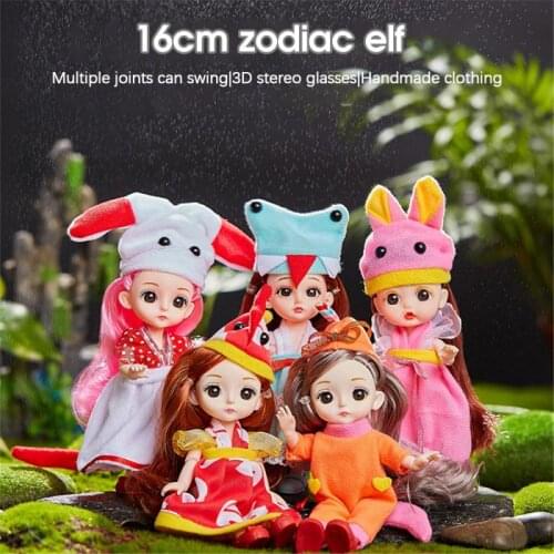 16cm BJD Zodiac Doll 13 Movable Joint Girl Baby 3D Big Eyes Beautiful DIY Toy Doll With Clothes Dress Up Fashion Doll
