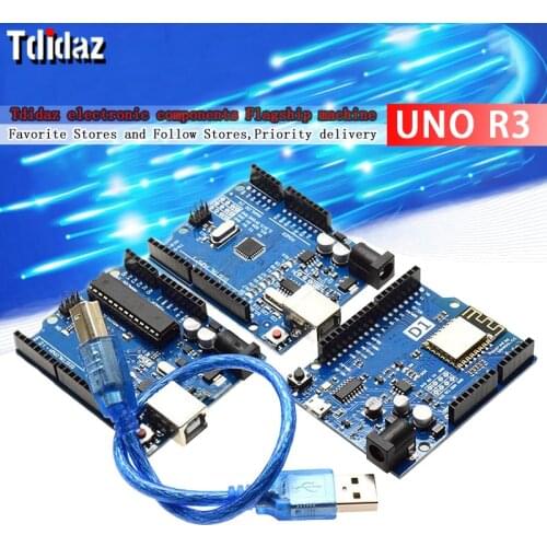 UNO R3 Development Board ATmega328P CH340 CH340G For Arduino UNO R3 With Straight Pin Header with Cable One Set