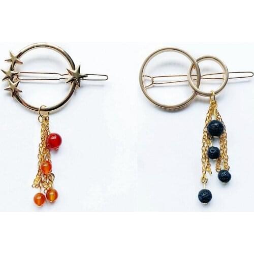 Metal Hair Clip Stone Jewelry Hair Accessories Chinese Chains Tassel Crystal Healing Beads Stones Hair Jewelry Accessories Women