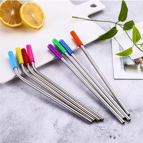 11Pcs/Set Reusable 304 Stainless Steel Straws Straight Bent Drinking Straw With Case Cleaning Brush Set Party Bar Accessories