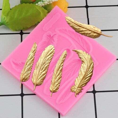 Mujiang 3D Feather Chocolate DIY Fondant Cake Decorating Tools Lace Cake Border Silicone Candy Clay Mold Kitchen Baking Utensils