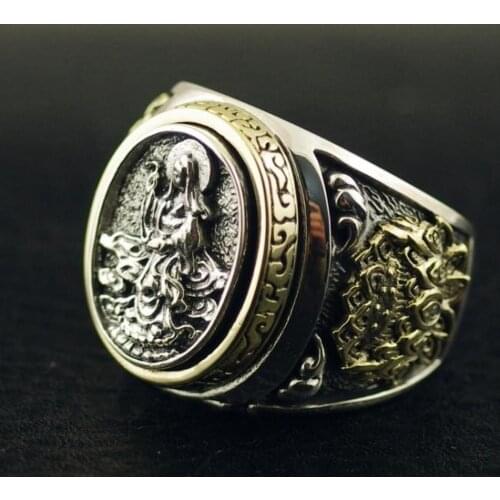 BOCAI Thai Anemone Blue Dragon Lucky Cloud Good Luck man Ring New s925 pure silver jewelry Bodhisattva safe men and women ring