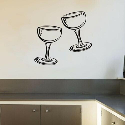 Two Glasses Of Wine Champagne Kitchen Wall Sticker Cafe Restaurant Wall Decal Living Room Bedroom Home Decor Vinyl Art Murals