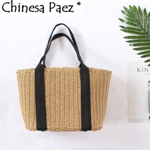 New Bohemian Summer Straw Bag vintage ribbon Women Large Capacity Lady Beach Bag Vacation Woven Bag For Female Casual Tote Bags