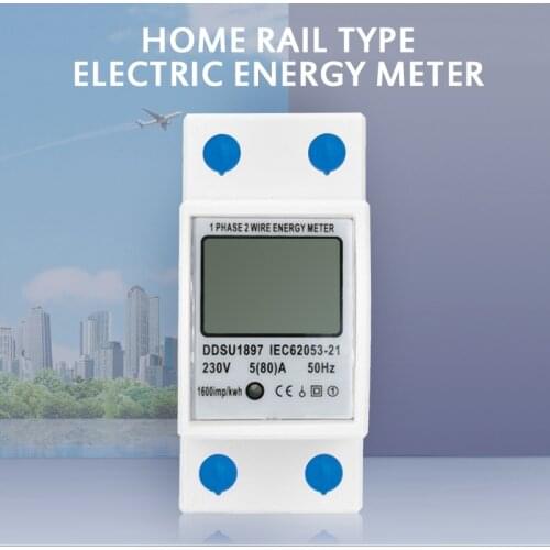 80A Din Rail Single Phase Two Wire LCD Digital Display Power Consumption Energy Electric Meter KWh AC 220V 230V 50Hz/60Hz