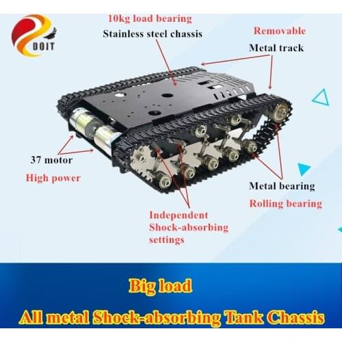 Full Metal Tracked Tank Chassis TS900 Intelligent Robot Trolley Heavy Load /Big Power / 12V High Torque Motor Car Chassis