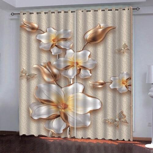 Custom home goods curtains Embossed flowers Blackout window curtains Living room bedroom kitchen kids room 3D photo curtains 3d