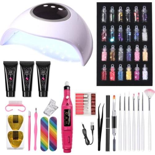 Professional Nail Set 54W UV LAMP Nail Art Tool Set Nail Art Sequins LED Phototherapy Lamp Extension Gel Beginner Manicure Set