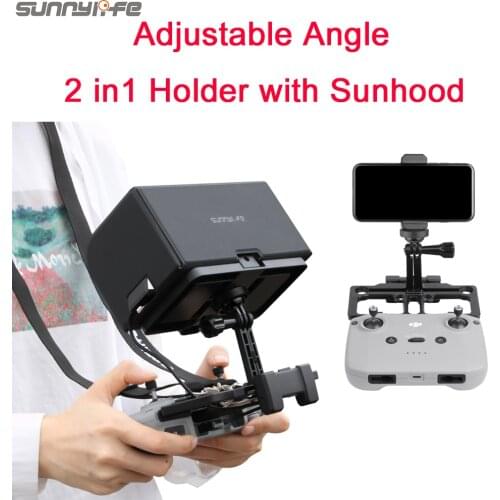 2 in 1 Remote Controller Mobile Phone Holder with Sun Hood Full Screen Smartphone Table Holder for Mavic Air 2/ Mini/2/Pro/Air