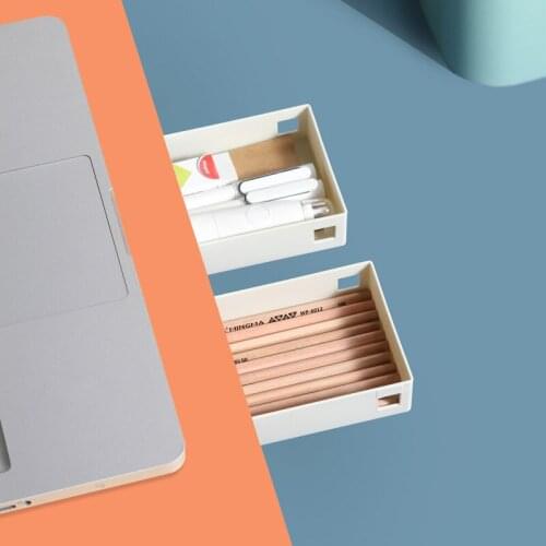 Self Stick Pencil Tray Under Desk Drawer Office School Hidden Storage Box Stand Makeup Organizer Nail-free Plastic Storage Box