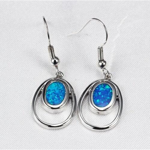 Blue Opal Earrings Silver Plated New Fashion Jewelry Wedding Earrings for Women Gift ER331