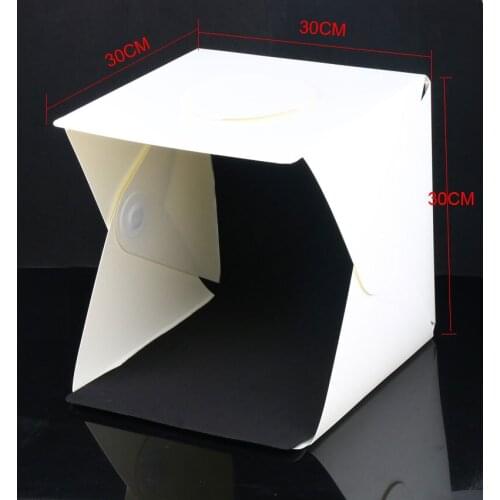 New 30cm Mini Folding Studio Diffuse light Box With single LED Light Black White Background Photo Studio Accessories