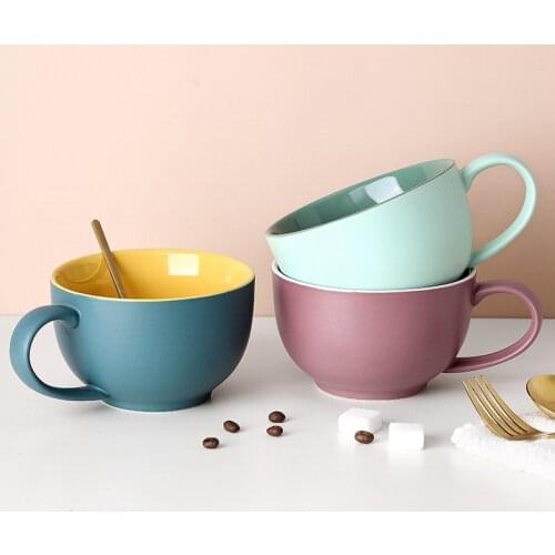 Creative Large Capacity Porcelain Mug Nordic Breakfast Oat Cup Simple Japanese Ceramic Household Water Cups Milk Mugs Wholesale